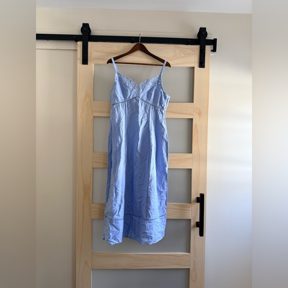 Madewell Blue Linen Blend Midi Dress Size 12 - Picture 3 of 8